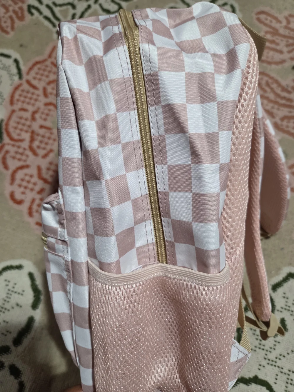 Pink Checkered Backpack for Kids W/ matching lunchbag and pencil case